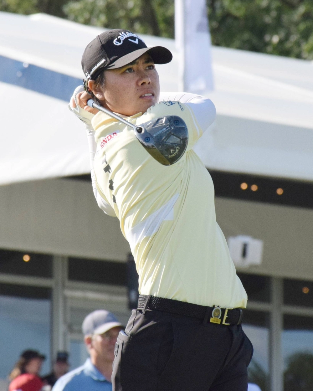 Yuka Saso hits her tee shot on the first hole during the opening round of the U.S. Women's Open in Lancaster, Pennsylvania, on Thursday. Yuka Saso hits her tee shot on the first hole during the opening round of the U.S. Women's Open in Lancaster, Pennsylvania, on Thursday.