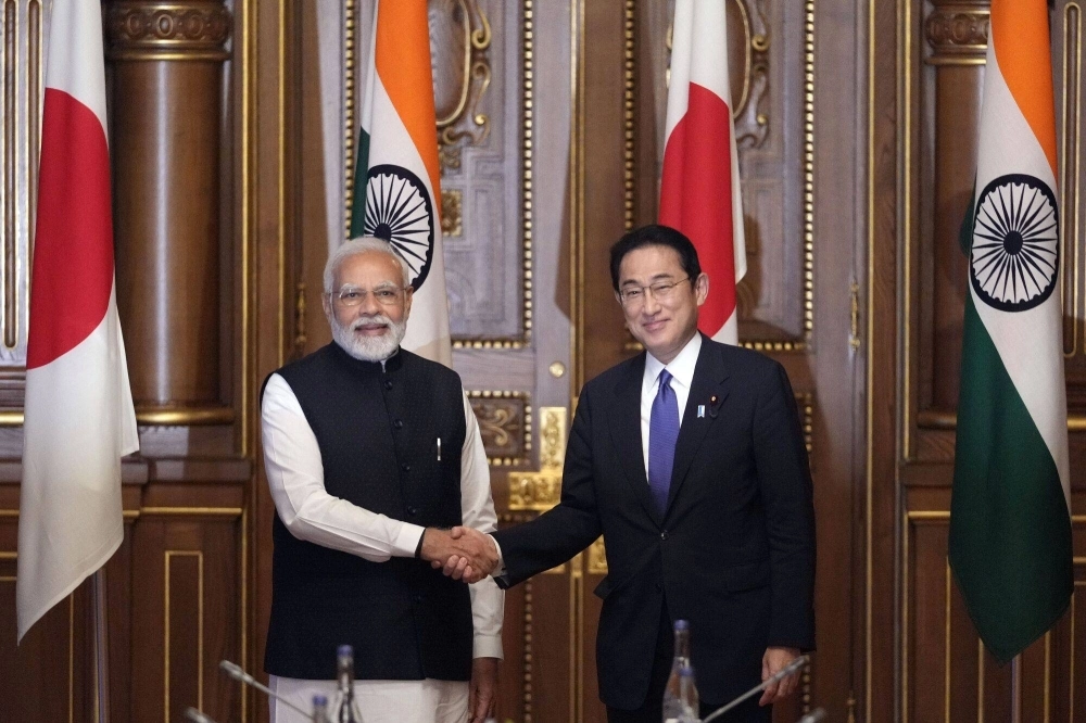 Prime Minister Fumio Kishida and his Indian counterpart, Narendra Modi, meet in Tokyo in May 2022 on the sidelines of the Quadrilateral Security Dialogue. The coalition is now adrift and the reason for the drop-off is simple: The U.S. is preoccupied with Europe and the Middle East. Prime Minister Fumio Kishida and his Indian counterpart, Narendra Modi, meet in Tokyo in May 2022 on the sidelines of the Quadrilateral Security Dialogue. The coalition is now adrift and the reason for the drop-off is simple: The U.S. is preoccupied with Europe and the Middle East.