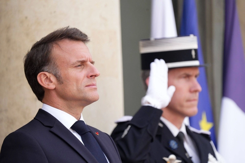 Emmanuel Macron, France's president, during U.S. President Joe Biden's visit to the Elysee Palace in Paris on Saturday Emmanuel Macron, France's president, during U.S. President Joe Biden's visit to the Elysee Palace in Paris on Saturday