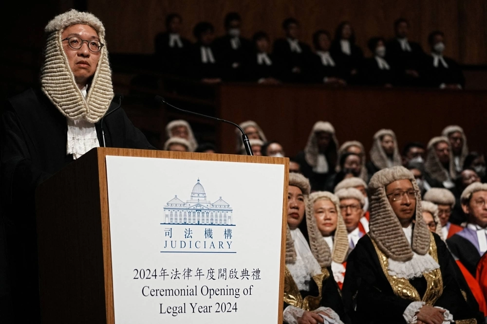 Secretary for Justice Paul Lam speaks during a ceremony marking the new legal year in Hong Kong on Jan. 22. Secretary for Justice Paul Lam speaks during a ceremony marking the new legal year in Hong Kong on Jan. 22.