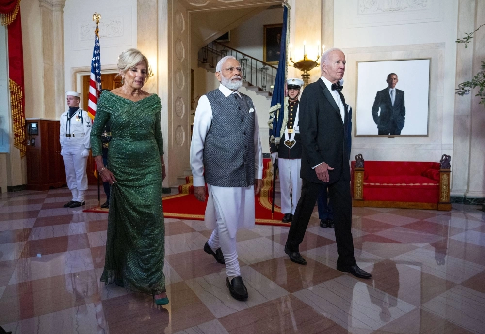 President Joe Biden and first lady Jill Biden arrive with India's Prime Minister Narendra Modi for a State Dinner at the White House in Washington on June 22, 2023. As the United States prioritizes teamwork with its partners in the Asia-Pacific region, many believe they are witnessing a lasting change in American power.  President Joe Biden and first lady Jill Biden arrive with India's Prime Minister Narendra Modi for a State Dinner at the White House in Washington on June 22, 2023. As the United States prioritizes teamwork with its partners in the Asia-Pacific region, many believe they are witnessing a lasting change in American power.