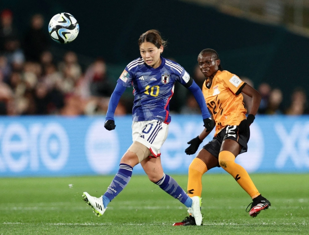 Japan's Fuka Nagano competes for the ball against Zambia's Evarine Katongo during the 2023 Women's World Cup in Hamilton, New Zealand. Nagano is among the stalwarts that will be looking to propel Nadeshiko Japan onto the podium at the Paris Games. Japan's Fuka Nagano competes for the ball against Zambia's Evarine Katongo during the 2023 Women's World Cup in Hamilton, New Zealand. Nagano is among the stalwarts that will be looking to propel Nadeshiko Japan onto the podium at the Paris Games.