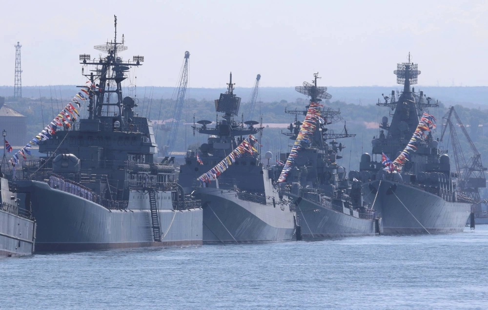 Russian warships take part in a rehearsal for the Navy Day parade in the Black Sea port of Sevastopol, Crimea, in July 2019. Without a decisive victory in Ukraine, Russia's influence in the Black Sea, Mediterranean and Middle East will likely decline. Russian warships take part in a rehearsal for the Navy Day parade in the Black Sea port of Sevastopol, Crimea, in July 2019. Without a decisive victory in Ukraine, Russia's influence in the Black Sea, Mediterranean and Middle East will likely decline.