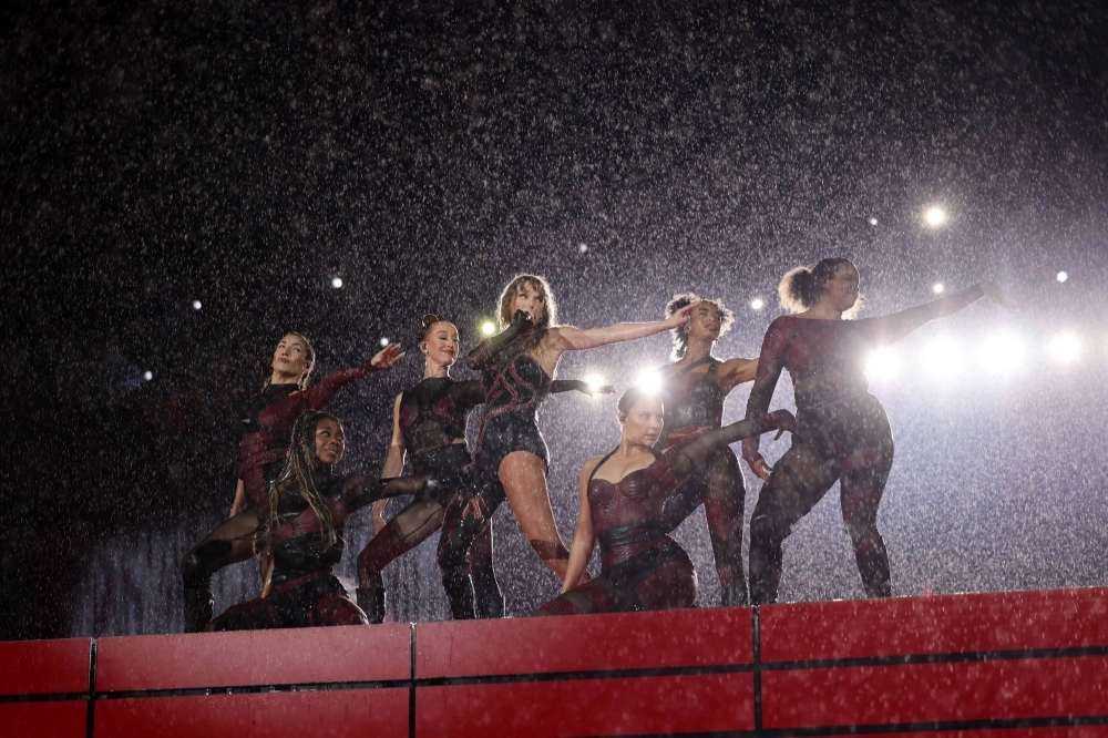 Water is sprayed over the stage at a Taylor Swift concert in Rio de Janeiro in November 2023. Water is sprayed over the stage at a Taylor Swift concert in Rio de Janeiro in November 2023.
