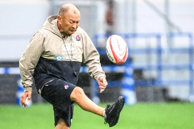 Japan head coach Eddie Jones attends a training session in Tokyo on Friday.  Japan head coach Eddie Jones attends a training session in Tokyo on Friday.