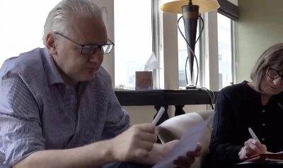 WikiLeaks founder Julian Assange is seen in this screen shot taken from video in London on Monday. WikiLeaks founder Julian Assange is seen in this screen shot taken from video in London on Monday.