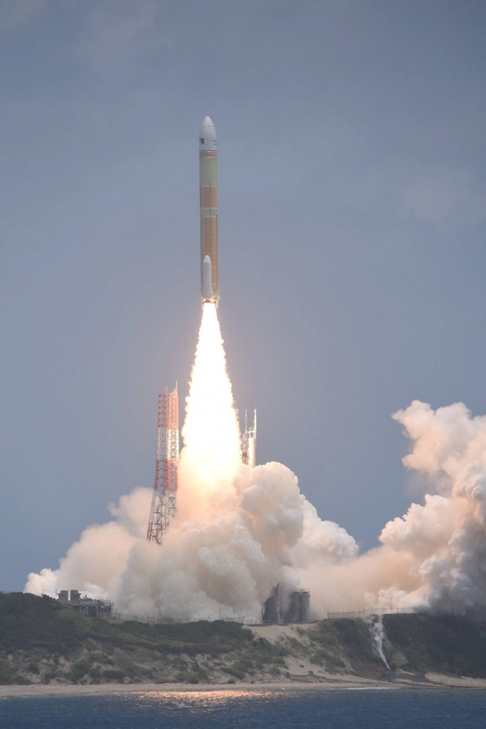 The Japan Aerospace Exploration Agency's new flagship H3 rocket is launched from Tanegashima Space Center in Kagoshima Prefecture on Monday. The Japan Aerospace Exploration Agency's new flagship H3 rocket is launched from Tanegashima Space Center in Kagoshima Prefecture on Monday.