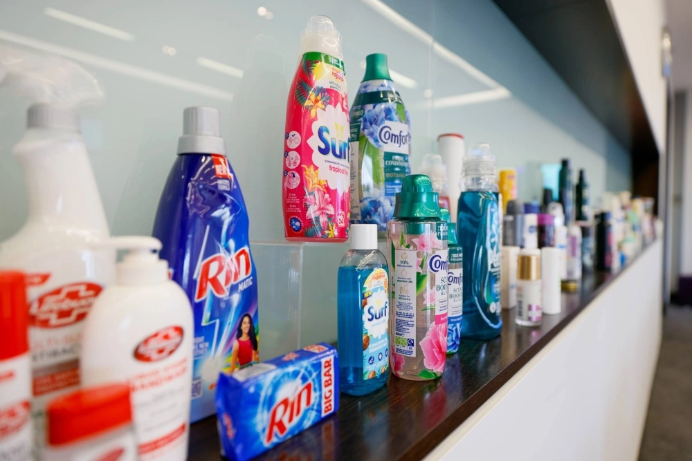 Unilever products on display at the company's headquarters in London Unilever products on display at the company's headquarters in London