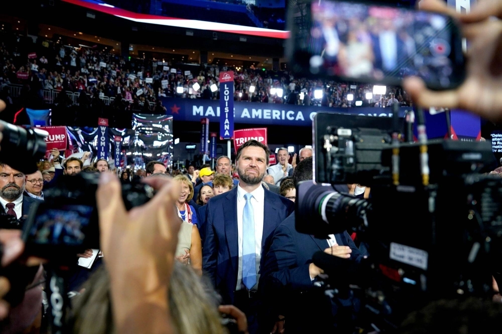 Ohio Senator JD Vance at Republican National Convention (RNC) in Milwaukee, Wisconsin, on Monday Ohio Senator JD Vance at Republican National Convention (RNC) in Milwaukee, Wisconsin, on Monday