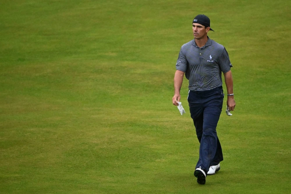 American golfer Billy Horschel walks onto the 18th green during the third round of the British Open on Saturday in Troon, Scotland.  American golfer Billy Horschel walks onto the 18th green during the third round of the British Open on Saturday in Troon, Scotland.