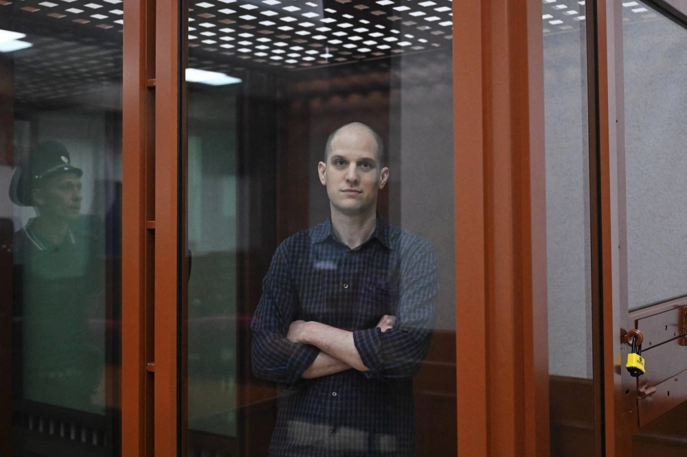 Wall Street Journal reporter Evan Gershkovich at Sverdlovsk Regional Court in Yekaterinburg, Russia, on June 26 Wall Street Journal reporter Evan Gershkovich at Sverdlovsk Regional Court in Yekaterinburg, Russia, on June 26