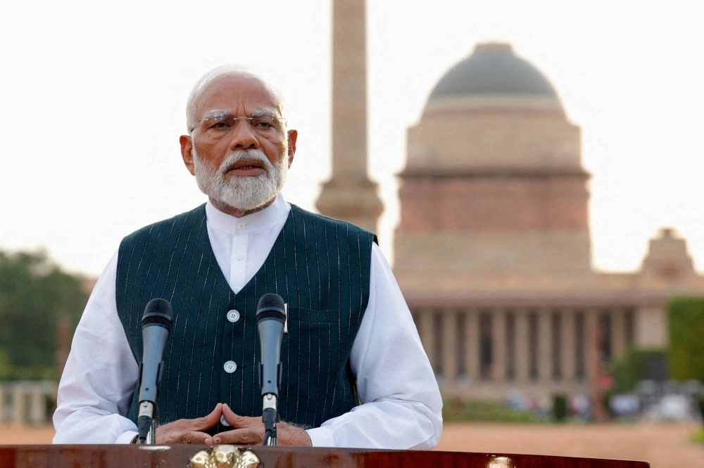 Indian Prime Minister Narendra Modi addresses the media after his meeting with President Droupadi Murmu, to stake claim to form the new government at the Presidential Palace in New Delhi on June 7. Indian Prime Minister Narendra Modi addresses the media after his meeting with President Droupadi Murmu, to stake claim to form the new government at the Presidential Palace in New Delhi on June 7.