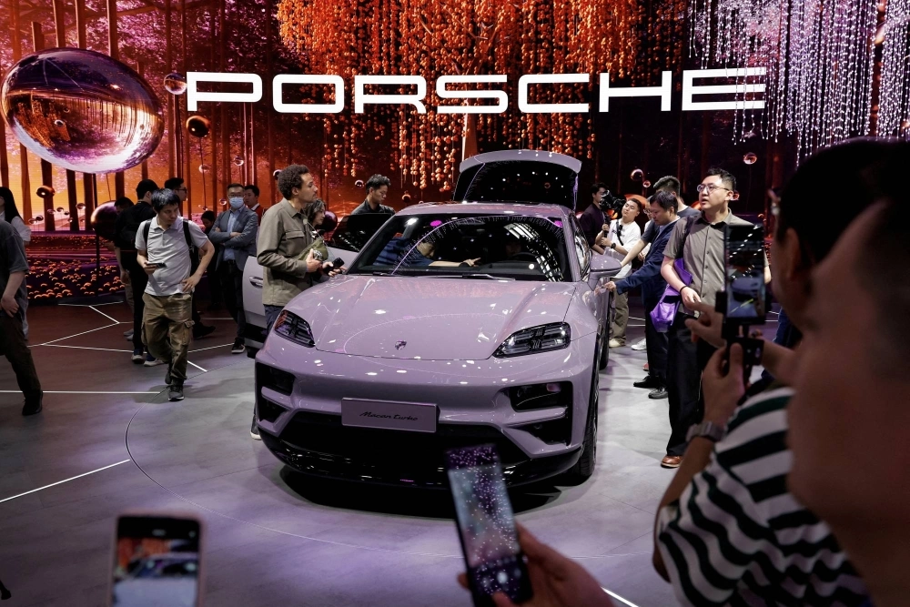 The Porsche booth at the Beijing International Automotive Exhibition in Beijing on April 25 The Porsche booth at the Beijing International Automotive Exhibition in Beijing on April 25