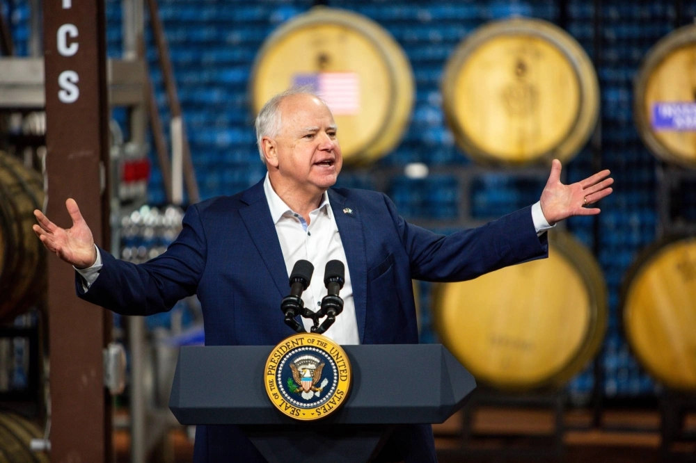 Tim Walz, governor of Minnesota, speaks during an event at Earth Rider Brewery in Superior, Wisconsin, on Jan. 25. Tim Walz, governor of Minnesota, speaks during an event at Earth Rider Brewery in Superior, Wisconsin, on Jan. 25.