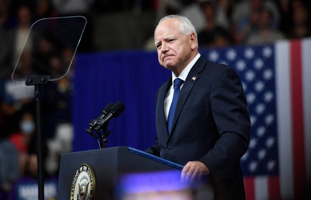 The U.S. Democratic vice presidential nominee, Minnesota Gov. Tim Walz, speaks at Temple University in Philadelphia on Tuesday. The U.S. Democratic vice presidential nominee, Minnesota Gov. Tim Walz, speaks at Temple University in Philadelphia on Tuesday.