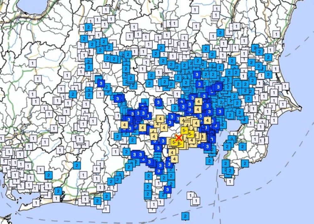 A 5.3 magnitude earthquake struck the Kanto region on Friday evening.  A 5.3 magnitude earthquake struck the Kanto region on Friday evening.
