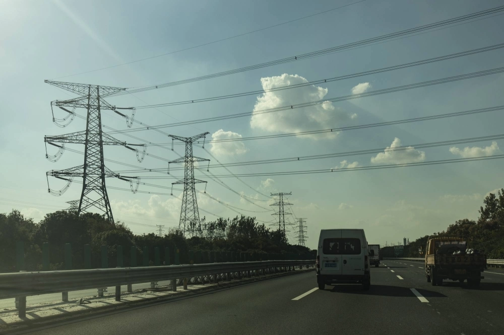 Power lines on the highway between Shanghai and Suzhou, China, on Oct. 23, 2023 Power lines on the highway between Shanghai and Suzhou, China, on Oct. 23, 2023