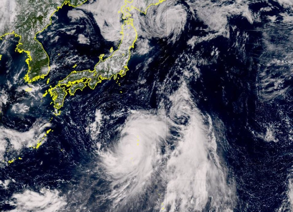 A satellite image from Wednesday afternoon shows Tropical Storm Ampil south of Japan  A satellite image from Wednesday afternoon shows Tropical Storm Ampil south of Japan