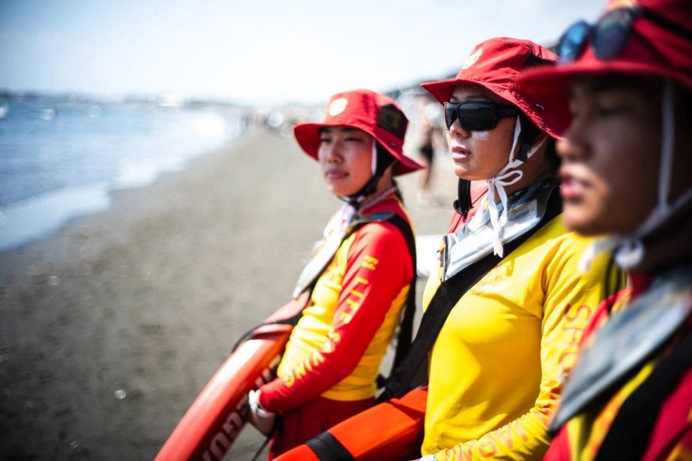 The volunteer lifesavers of Nishihama Surf Lifesaving Club never know what's in store at the start of their day.  The volunteer lifesavers of Nishihama Surf Lifesaving Club never know what's in store at the start of their day.