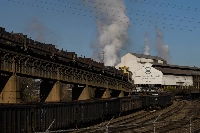 A train carrying steel slabs leaves the U.S. Steel Edgar Thomson Works steel mill in Braddock, Pennsylvania. | Bloomberg