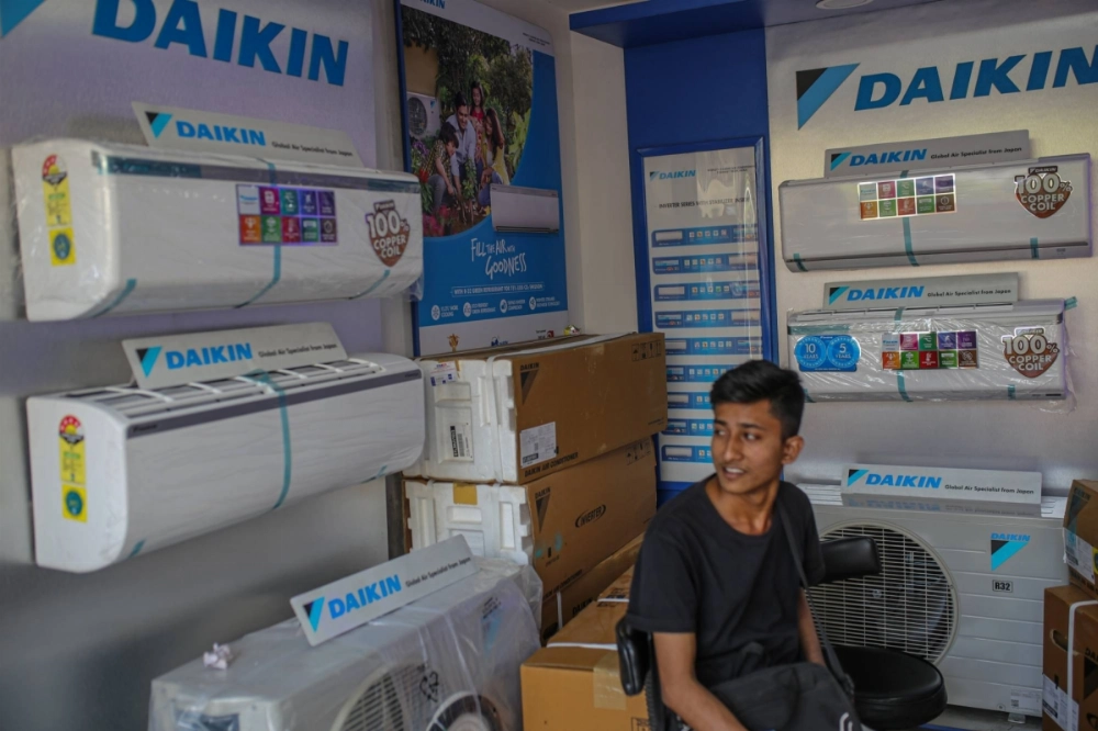 Daikin's air conditioners for sale at a home appliances store in Mumbai Daikin's air conditioners for sale at a home appliances store in Mumbai