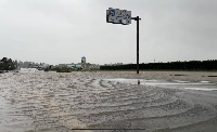 A flooded road in southern Kagoshima on Friday | Courtesy of James Reynolds