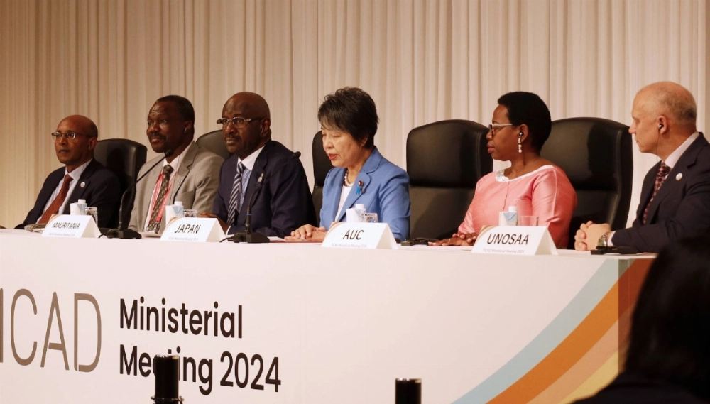 Foreign Minister Yoko Kamikawa attends a new conference for the Tokyo International Conference on African Development (TICAD) Ministerial Meeting in Tokyo on Aug. 25. Foreign Minister Yoko Kamikawa attends a new conference for the Tokyo International Conference on African Development (TICAD) Ministerial Meeting in Tokyo on Aug. 25.