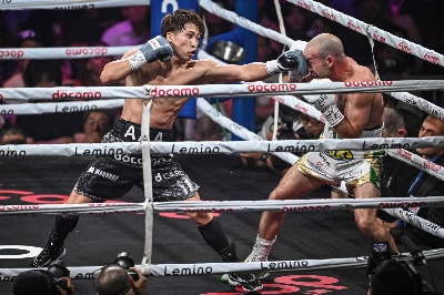 Japan's Naoya Inoue (left) and Ireland's TJ Doheny fight during their super bantamweight title match at Ariake Arena in Tokyo on Tuesday. Japan's Naoya Inoue (left) and Ireland's TJ Doheny fight during their super bantamweight title match at Ariake Arena in Tokyo on Tuesday.
