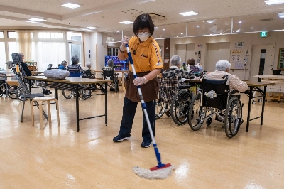 Michie Hino, 77, works at an elderly care home in Chiba Prefecture. She is one of a growing number of senior Japanese citizens working into their 70s. Michie Hino, 77, works at an elderly care home in Chiba Prefecture. She is one of a growing number of senior Japanese citizens working into their 70s.