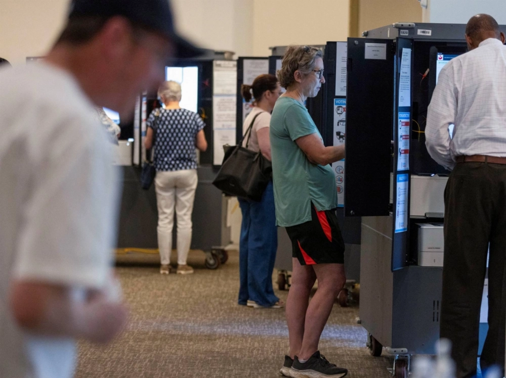 Fulton County voters cast their ballots during the Georgia primary at Morningside Presbyterian Church in Atlanta on May 21.  Fulton County voters cast their ballots during the Georgia primary at Morningside Presbyterian Church in Atlanta on May 21.
