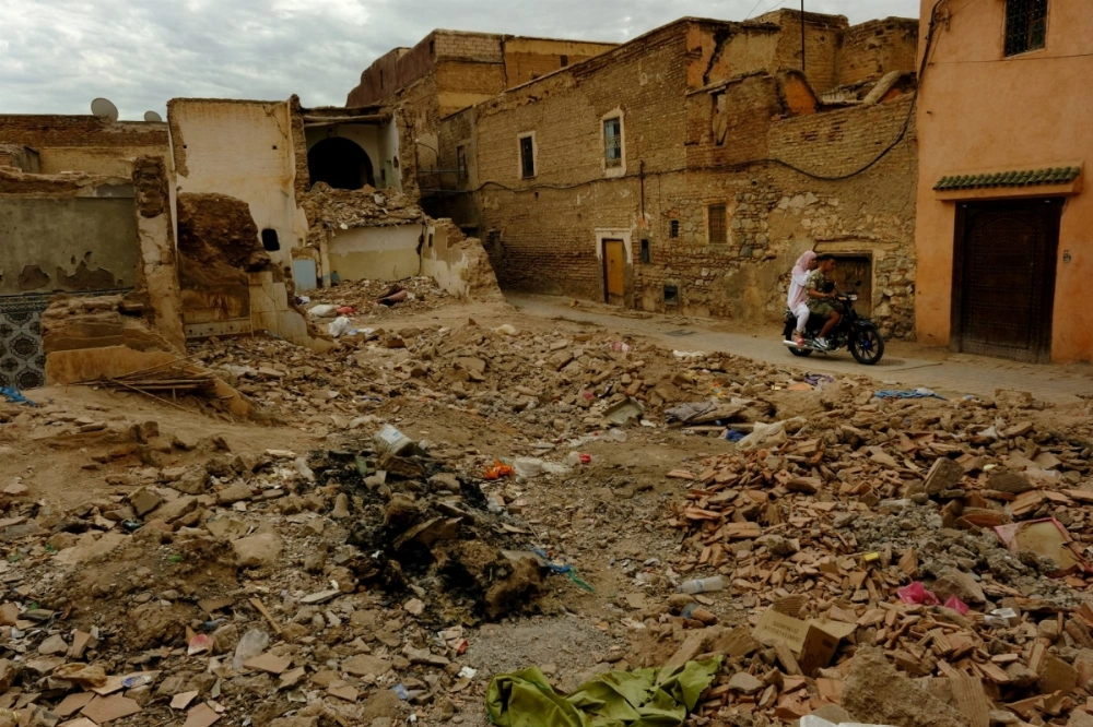 Damaged buildings in the Mellah, or Jewish quarter of Marrakech, Morocco, in October 2023, in the aftermath of a deadly earthquake the previous month. Damaged buildings in the Mellah, or Jewish quarter of Marrakech, Morocco, in October 2023, in the aftermath of a deadly earthquake the previous month.