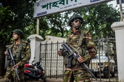 Bangladeshi military personnel stand guard at an empty police station in Dhaka on Aug. 9. The U.S. and Western nations have sacrificed democracy for geopolitics, evident in Bangladesh’s chaos and violence after the prime minister was recently forced from power. Bangladeshi military personnel stand guard at an empty police station in Dhaka on Aug. 9. The U.S. and Western nations have sacrificed democracy for geopolitics, evident in Bangladesh’s chaos and violence after the prime minister was recently forced from power.