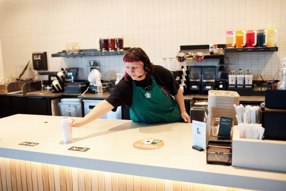 A barista fills a customer’s order at a Starbucks in Odessa, Texas. Starbucks has more than 16,000 locations in the United States, including this one in Odessa. A barista fills a customer’s order at a Starbucks in Odessa, Texas. Starbucks has more than 16,000 locations in the United States, including this one in Odessa.