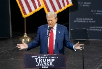 Former U.S. President and Republican presidential candidate Donald Trump speaks during a campaign event at the Tucson Music Hall in Tucson, Arizona, on Thursday. | AFP-Jiji