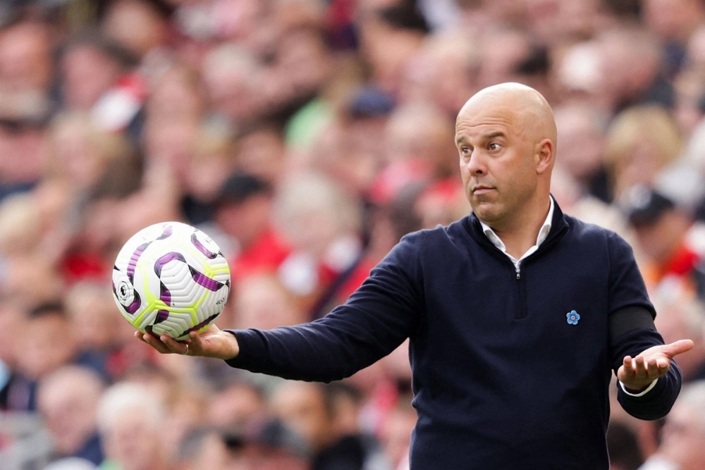 Liverpool manager Arne Slot reacts during his team's loss against Nottingham Forest at Anfield in Liverpool, England, on Saturday Liverpool manager Arne Slot reacts during his team's loss against Nottingham Forest at Anfield in Liverpool, England, on Saturday