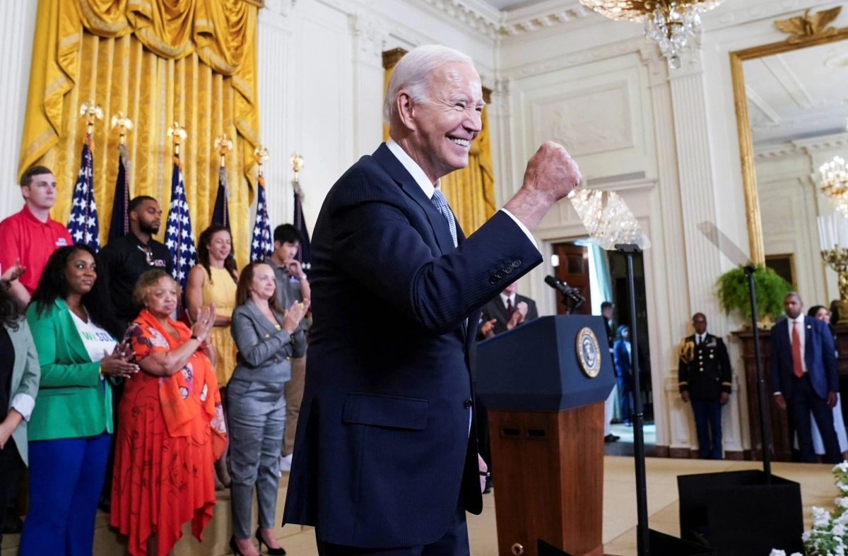 U.S. President Joe Biden celebrates the signing of the Inflation Reduction Act during an event at the White House in August 2023. The act has helped to promote domestic manufacturing of solar panels and batteries. U.S. President Joe Biden celebrates the signing of the Inflation Reduction Act during an event at the White House in August 2023. The act has helped to promote domestic manufacturing of solar panels and batteries.