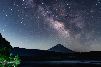 The Milky Way, known as "ama no gawa" in Japanese, is seen above Mount Fuji.  The Milky Way, known as "ama no gawa" in Japanese, is seen above Mount Fuji.