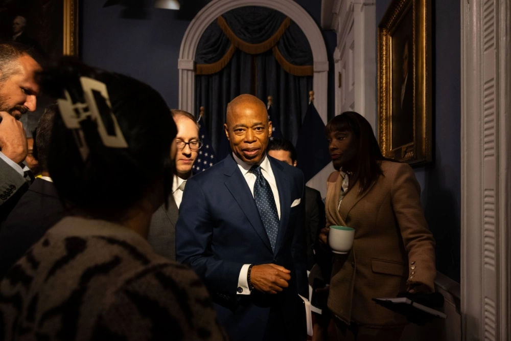 Eric Adams, mayor of New York, exits a weekly news conference at City Hall in New York in 2023. Eric Adams, mayor of New York, exits a weekly news conference at City Hall in New York in 2023.