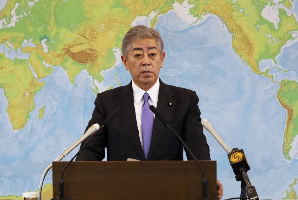 Newly appointed Foreign Minister Takeshi Iwaya speaks during his first news conference as Japan's top diplomat at the Foreign Ministry in Tokyo on Wednesday. Newly appointed Foreign Minister Takeshi Iwaya speaks during his first news conference as Japan's top diplomat at the Foreign Ministry in Tokyo on Wednesday.