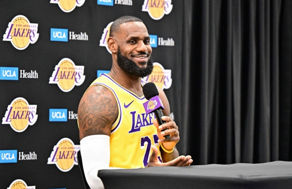 LeBron James speaks during Lakers media day in El Segundo, California, on Monday. LeBron James speaks during Lakers media day in El Segundo, California, on Monday.