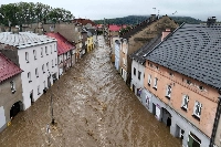 Flooded streets in Glucholazy, southern Poland, on Sept. 15 | AFP-JIJI