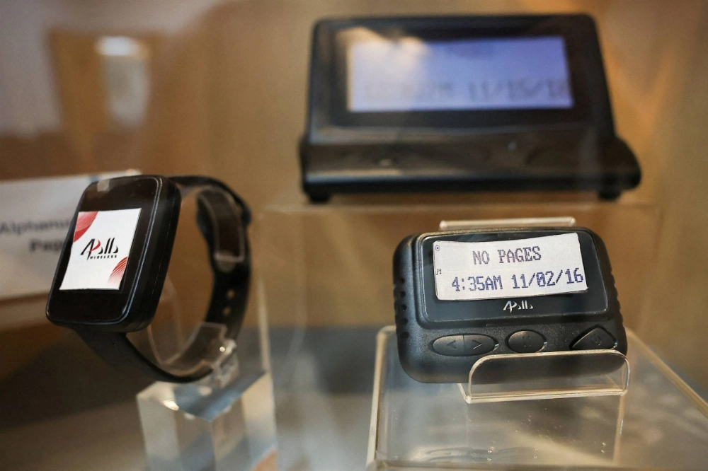 Pagers on display at a meeting room at the Gold Apollo company building in New Taipei City, Taiwan, on Sept. 18 Pagers on display at a meeting room at the Gold Apollo company building in New Taipei City, Taiwan, on Sept. 18