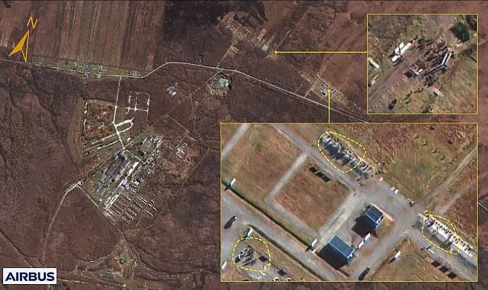 An image from South Korea's National Intelligence Service released on Friday shows Russia's Khabarovsk military facility, where the spy agency says North Korean troops gathered on Wednesday.  An image from South Korea's National Intelligence Service released on Friday shows Russia's Khabarovsk military facility, where the spy agency says North Korean troops gathered on Wednesday.