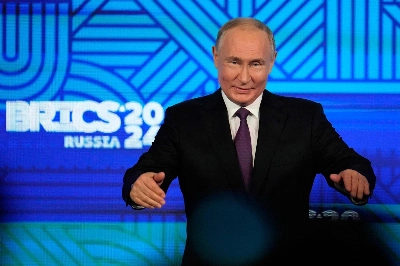 Russian President Vladimir Putin attends a BRICS business forum in Moscow on Friday. Russian President Vladimir Putin attends a BRICS business forum in Moscow on Friday.