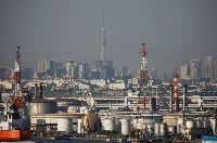 A portion of the Tokyo skyline from an observatory deck at an industrial port in Kawasaki | Reuters