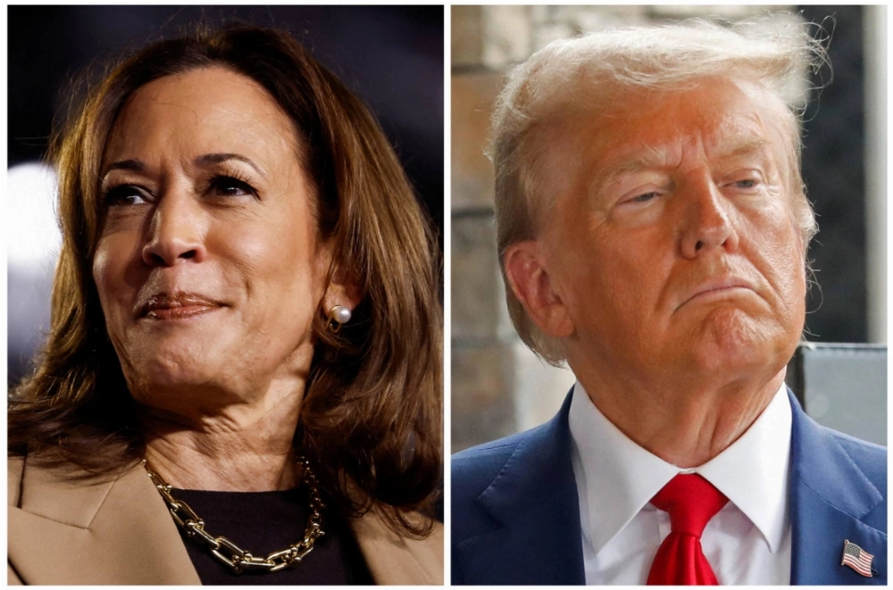 Democratic presidential nominee and U.S. Vice President Kamala Harris and Republican presidential nominee and former U.S. President Donald Trump are seen in a combination of file photographs taken in Chandler, Arizona, on Oct. 10 and in Evans, Georgia, on Oct. 4. Democratic presidential nominee and U.S. Vice President Kamala Harris and Republican presidential nominee and former U.S. President Donald Trump are seen in a combination of file photographs taken in Chandler, Arizona, on Oct. 10 and in Evans, Georgia, on Oct. 4.