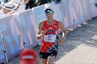 Koki Ikeda competes in the men’s 20 kilometer race walk at the Paris Olympics on Aug. 1.  | USA Today / via Reuters