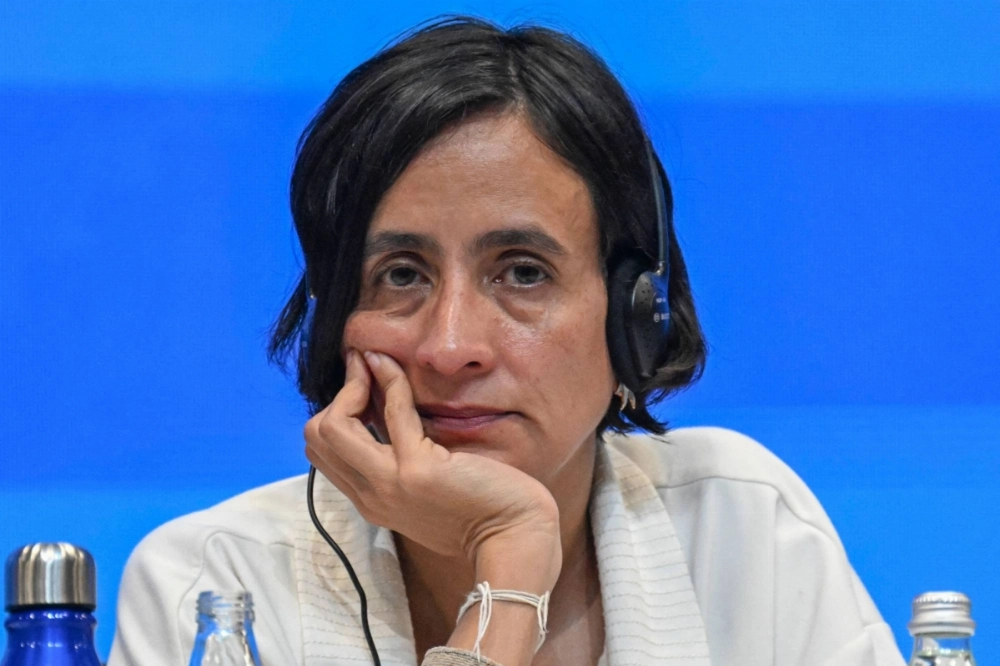 Colombian Environment Minister and COP16 President, Susana Muhamad, attends the last plenary session of the COP16 Summit in Cali, Colombia, on Saturday. Colombian Environment Minister and COP16 President, Susana Muhamad, attends the last plenary session of the COP16 Summit in Cali, Colombia, on Saturday.