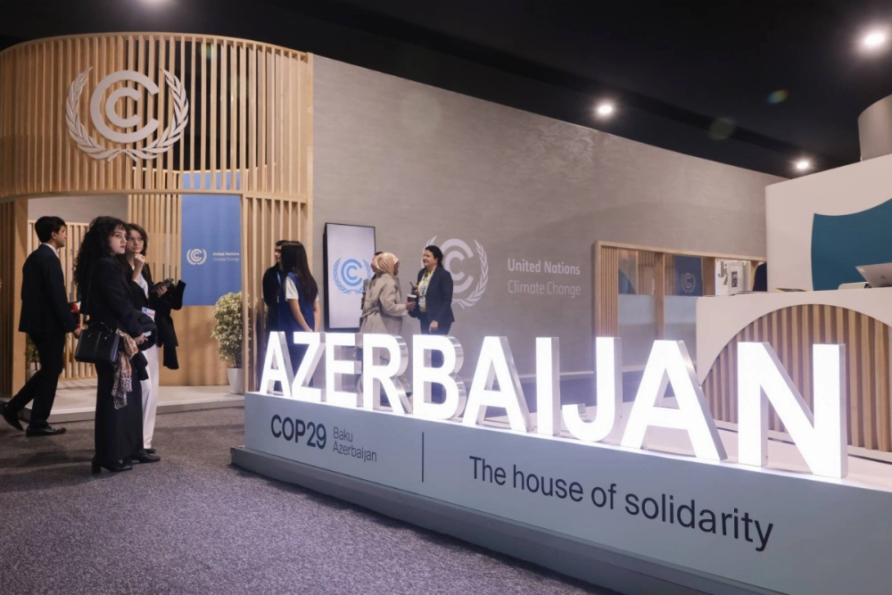 The Azerbaijan pavilion during the COP29 climate conference in Baku, Azerbaijan, on Monday The Azerbaijan pavilion during the COP29 climate conference in Baku, Azerbaijan, on Monday