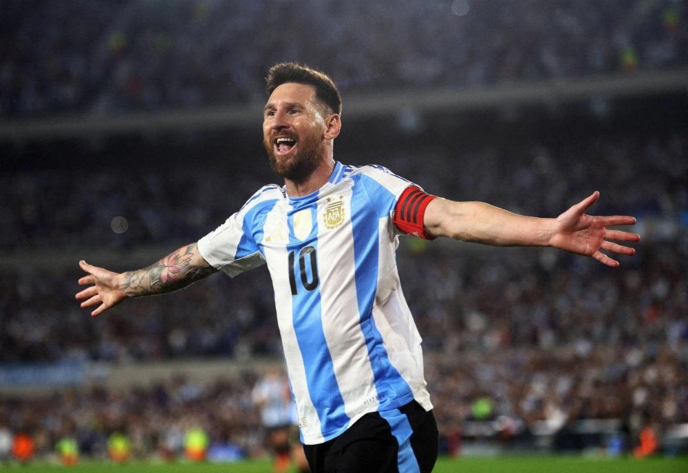 Argentina's Lionel Messi celebrates after scoring against Bolivia during their World Cup qualifier in Buenos Aires on Oct. 15. Argentina's Lionel Messi celebrates after scoring against Bolivia during their World Cup qualifier in Buenos Aires on Oct. 15.